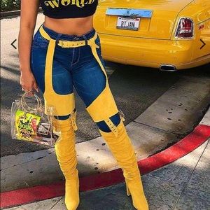 Suede Belted Thigh High Boots